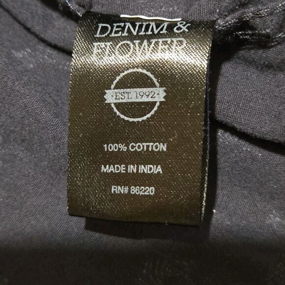 Denim & Flower Zebra Shirt Men M Slim Fit Button Down Short Sleeve Black - Picture 8 of 15
